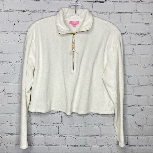 Stoney Clover Lane x Target Cropped Half Zip Sweatshirt in White XS - Picture 4 of 11